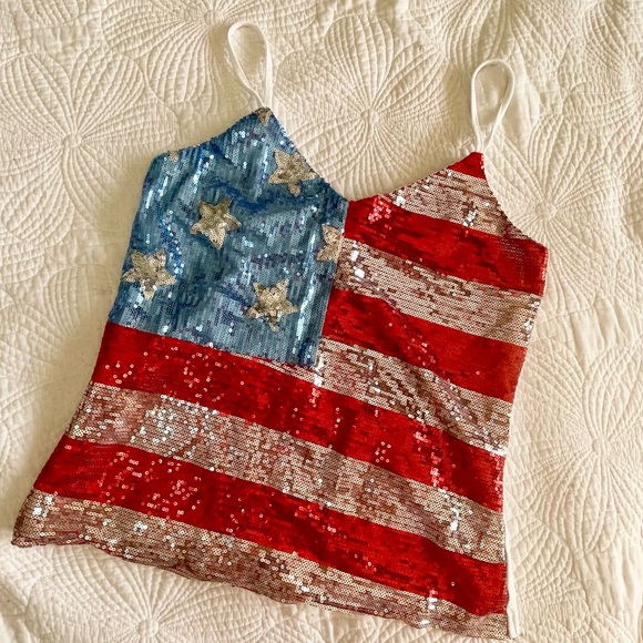 BiBi Patriotic Sequin Camisole in Red, White, and Blue - Picture 3 of 6